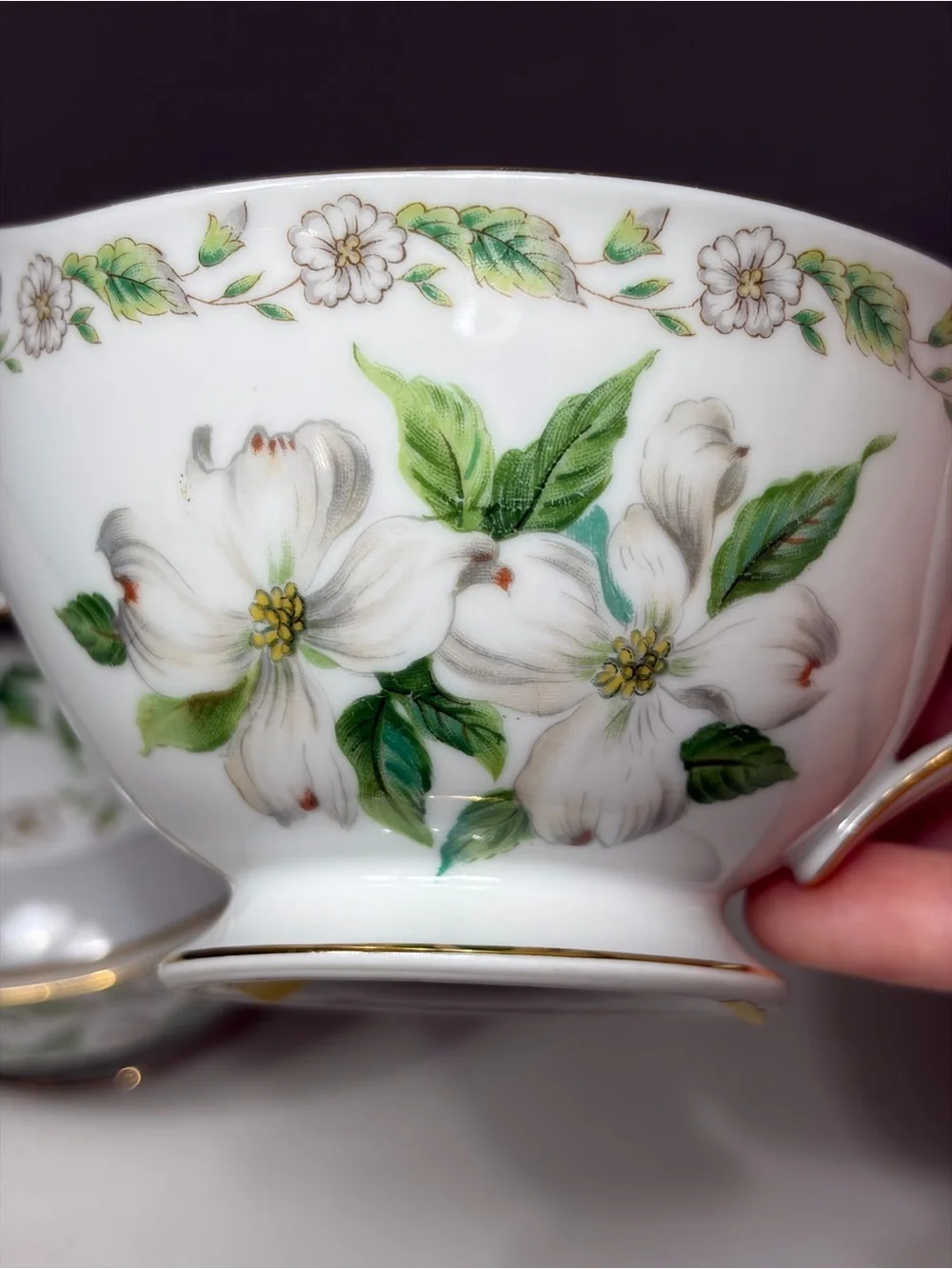 Vintage Noritake China Japan Edgemont 5216 Creamer & Sugar Set Floral Dogwood